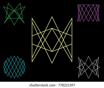 Abstract geometric shapes of lines. Vector outline illustration.Sacred geometry.