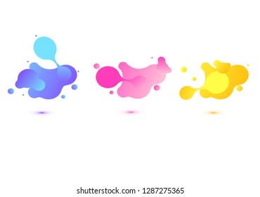 Abstract geometric shapes. Liquid gradient banners isolated on white. Fluid vector background. Gradient geometric banners with flowing liquid shapes. Dynamic Fluid design for logo, flyers or