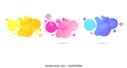 Abstract geometric shapes. Liquid gradient banners isolated on white background. Fluid vector background. Gradient geometric banners with flowing liquid shapes. Dynamic Fluid design for logo, flyers