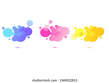 Abstract geometric shapes. Liquid gradient banners isolated on white background. Fluid vector background. Gradient geometric banners with flowing liquid shapes. Dynamic Fluid design for logo, flyers