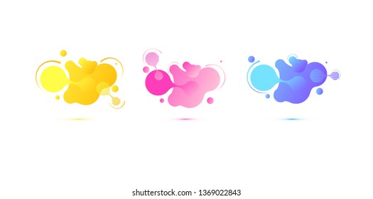 Abstract geometric shapes. Liquid gradient banners isolated on white background. Fluid vector background. Gradient geometric banners with flowing liquid shapes. Dynamic Fluid design for logo, flyers