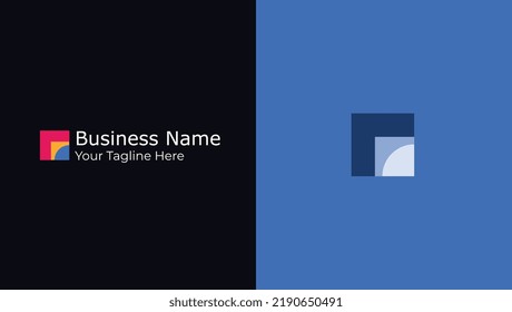 Abstract Geometric shapes logo design in two different color. One is monochromatic and another one is colorful.