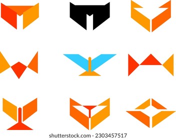 Abstract geometric shapes logo set. Vector logo set.