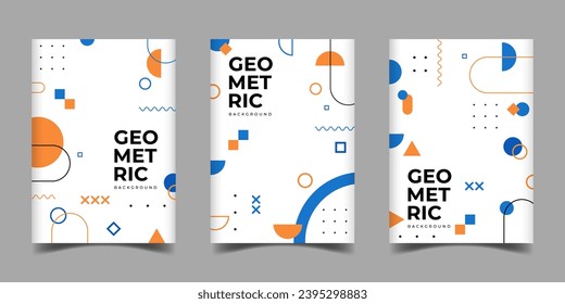 Abstract geometric shapes memphis design for business cover template design