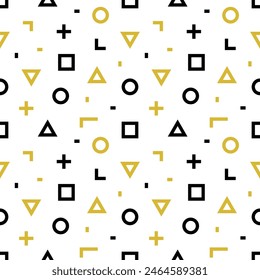 Formas geométricas Abstractas, diseño de patrón de estilo de Memphis para Anuncio, tarjeta y fondo de volante