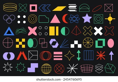 Abstract geometric shapes. Minimalist geometric elements, abstract bauhaus forms. Modern abstract graphic design elements.Vector illustration