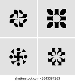 Abstract geometric shapes in a minimalist style with simple black and white color scheme