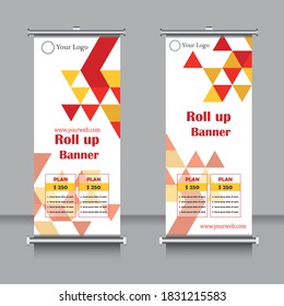 Abstract Geometric Shapes Modern Exhibition Advertising Trend Business Roll Up Banner
 Stand Poster Brochure flat design template creative concept. Presentation.x-stand, x-banner 
 Cover 