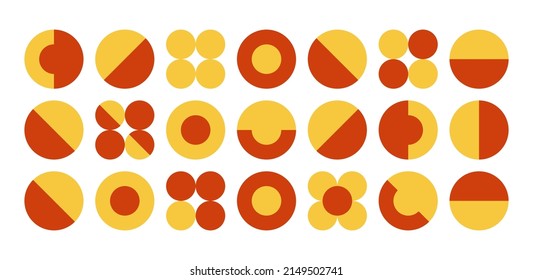 Abstract geometric shapes. Modern minimal brutalist bauhaus elements, primitive bold forms swiss design. Vector set