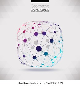 Abstract geometric shapes of molecular compounds, molecular sieves, square shape, round corners.Color picture composition for your design.The molecular lattice.