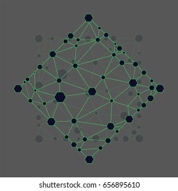 Abstract geometric shapes of molecular compounds. Molecular sieves, diamond-shaped,geometric pattern in the form of a square shapes. The molecular lattice. Vector illustration.