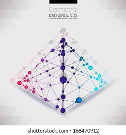 Abstract geometric shapes of molecular compounds.Color picture composition for your design.The molecular lattice.