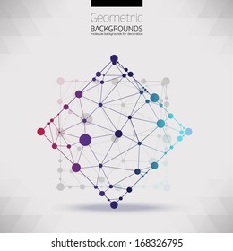 Abstract geometric shapes of molecular compounds.Molecular sieves, diamond-shaped,geometric pattern in the form of a triangle shapes.Color picture composition for your design.The molecular lattice.