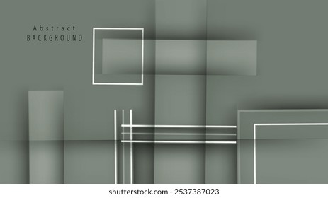 Formas geométricas abstratas em tons suaves, fundo verde profundo