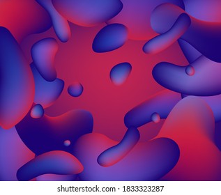 Abstract geometric shapes with neon gradient like in lava lamp. Futuristic cover with liquid organic smooth blobs.