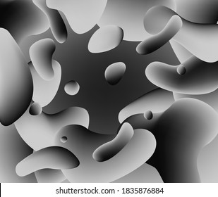 Abstract geometric shapes with neon gradient like in lava lamp. Futuristic cover with liquid organic smooth blobs.