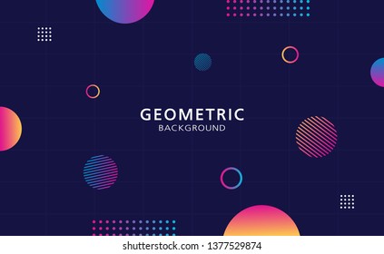 Abstract geometric shapes on blue background.