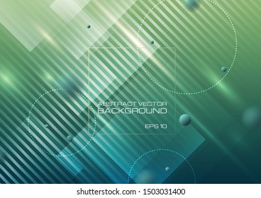 Abstract geometric shapes on blue green background. Vector Eps10