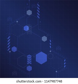 Abstract geometric shapes on blueprint background, conceptual design about futuristic technology innovation development