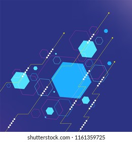 Abstract geometric shapes on gradient background, conceptual design about futuristic technology innovation development