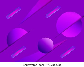 Abstract geometric shapes on a purple background. Cut to paper with shadow. Vector illustration
