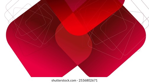 Abstractas Formas geométricas sobre fondo rojo con líneas diagonales. Ilustración vectorial.