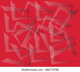 Abstract geometric shapes on a red background