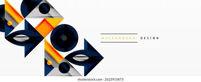 Abstract geometric shapes, orange, gray, dark blue. Minimalist design, modern aesthetic, clean lines, dynamic composition.