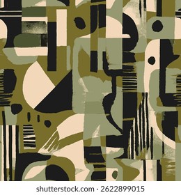 abstract geometric shapes and organic patterns intertwined in a composition that evokes a sense of depth