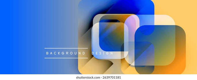 Abstract geometric shapes overlap. Blue, yellow hues dominate design. Modern aesthetic, clean lines present background element.