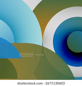 Las Formas geométricas Abstractas se superponen. Los tonos azules, verdes, marrones y blancos crean un diseño moderno. Composición minimalista, Gradientes lisos presentes.