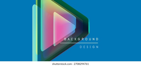 Abstract geometric shapes overlap blue background. Gradient colors create modern visual effect. Text reads background design. Simple, clean aesthetic.