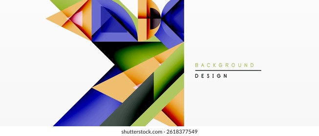 Abstract geometric shapes overlap, creating vibrant color gradients. Modern design element for backgrounds, presentations.