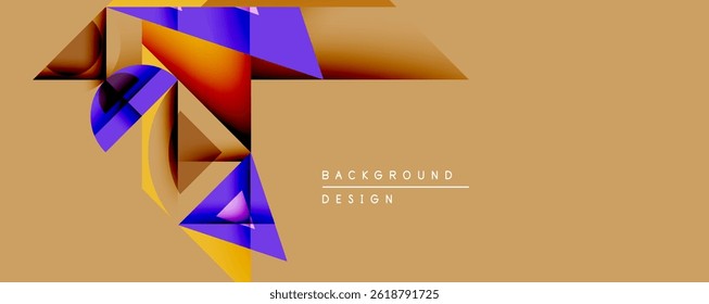 Formas geométricas abstratas se sobrepõem, criando um contraste de cores vibrantes em relação ao fundo bege. Elemento de design moderno para projetos digitais.