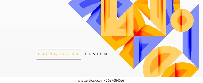 Abstract geometric shapes overlap, creating vibrant yellow, blue design. Minimalist style with text background design visible. Clean, modern aesthetic.