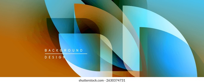 Abstract geometric shapes overlap, creating vibrant color gradients. Design features smooth transitions, modern aesthetic. Background elements suggest dynamic composition.