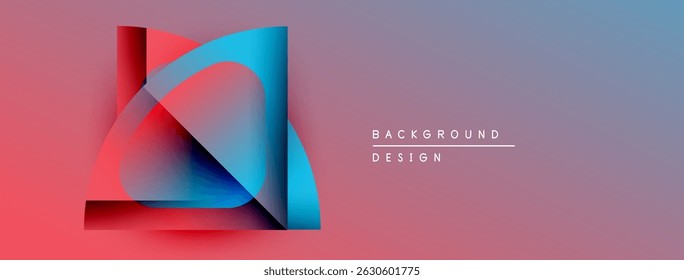 Abstract geometric shapes overlap, creating vibrant color gradients. Pink, blue hues dominate background design. Modern, stylish presentation.