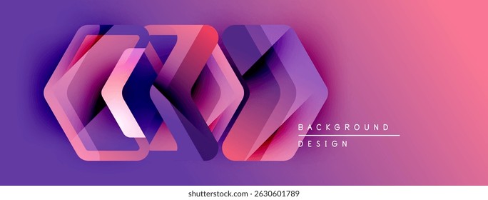 Las Formas geométricas Abstractas se superponen, creando un vibrante efecto de degradado púrpura y rosa. Elemento de diseño moderno para fondos.