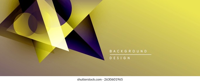 Las Formas geométricas Abstractas se superponen, creando Gradientes dinámicos de color amarillo y púrpura. Elemento de diseño moderno para fondos, presentaciones.