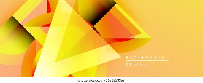 Abstract geometric shapes overlap, creating vibrant yellow, orange gradients. Modern design element for backgrounds, presentations.
