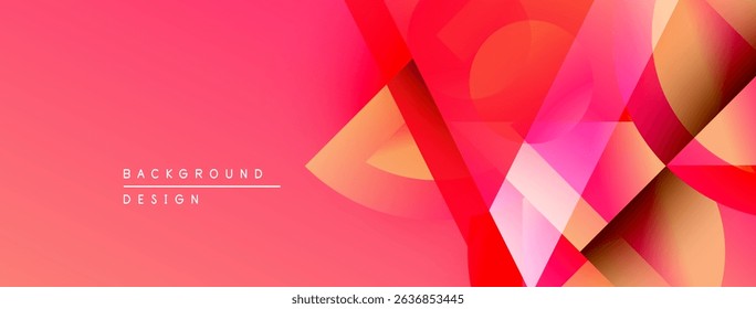 Abstract geometric shapes overlap, creating vibrant pink gradient background. Modern design elements suggest dynamic visual experience.