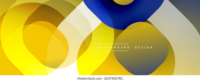 Abstract geometric shapes overlap, creating vibrant yellow, blue, white gradients. Modern design element for backgrounds, presentations.