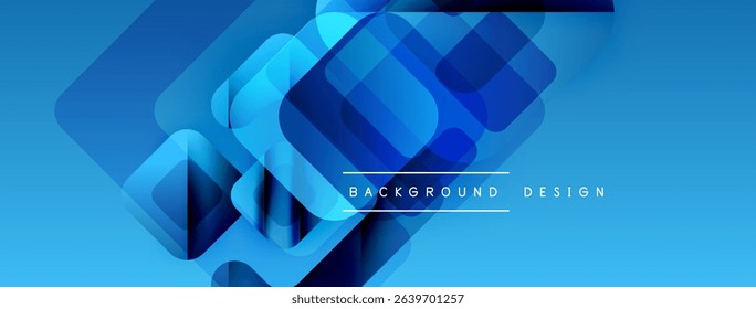 Abstract geometric shapes overlap, creating dynamic blue gradient background. Modern design element for digital projects.