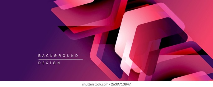 Abstract geometric shapes overlap, creating dynamic purple, pink gradient effect. Modern design element for backgrounds.