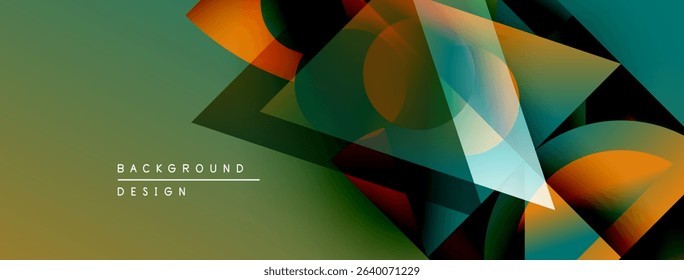 Abstract geometric shapes overlap, creating vibrant color gradients. Design features smooth transitions, modern aesthetic. Background suggests depth, dynamism.