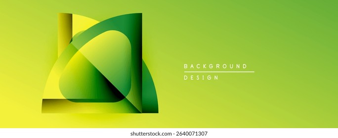Abstract geometric shapes overlap, creating vibrant green gradient effect. Minimalist design suitable for backgrounds, presentations.