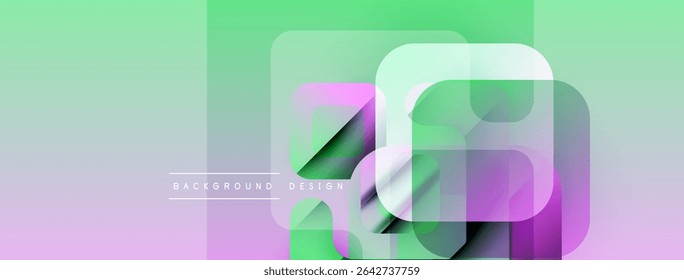 Abstract geometric shapes overlap, creating vibrant gradient background. Soft pastel colors blend smoothly, modern design element.