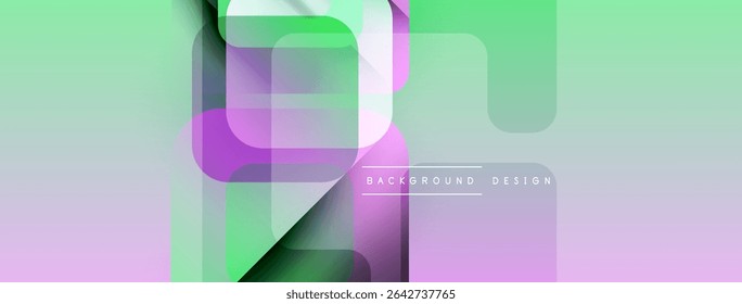 Abstrakte geometrische Formen überlappen sich und erzeugen einen weichen Farbverlauf-Hintergrund. Pastellfarben fügen sich harmonisch in ein modernes Design ein.