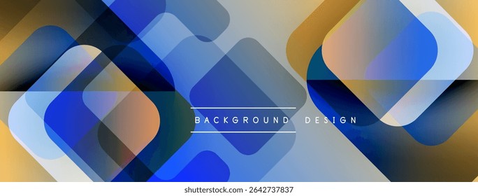 Formas geométricas abstratas se sobrepõem, criando gradientes de cores vibrantes. Design moderno adequado para fundos, apresentações.