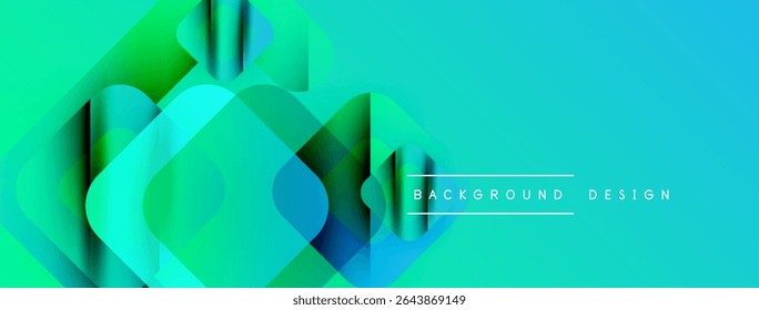 Abstract geometric shapes overlap, creating vibrant turquoise gradient effect. Modern design suitable for backgrounds, presentations.